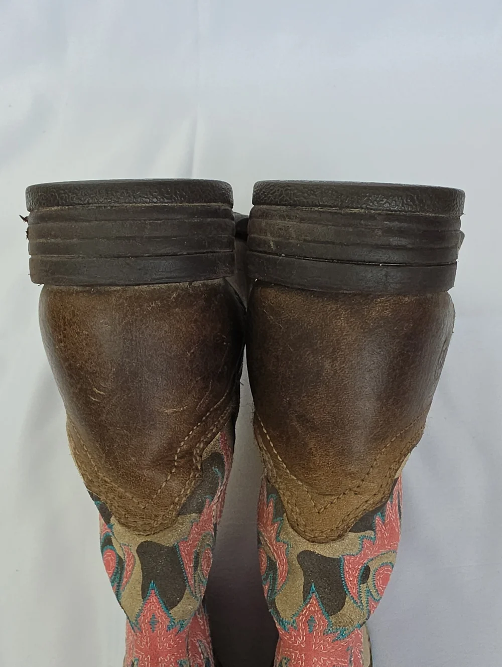ARIAT Kid's Lonestar Western Cowgirl Pull On Mid-Calf Teal Pink Stitched Boots 1